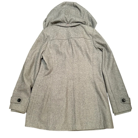 Tommy Hilfiger Women's SZ M Wool Blend Removable Hood  Toggle Coat Grey - Picture 2 of 10